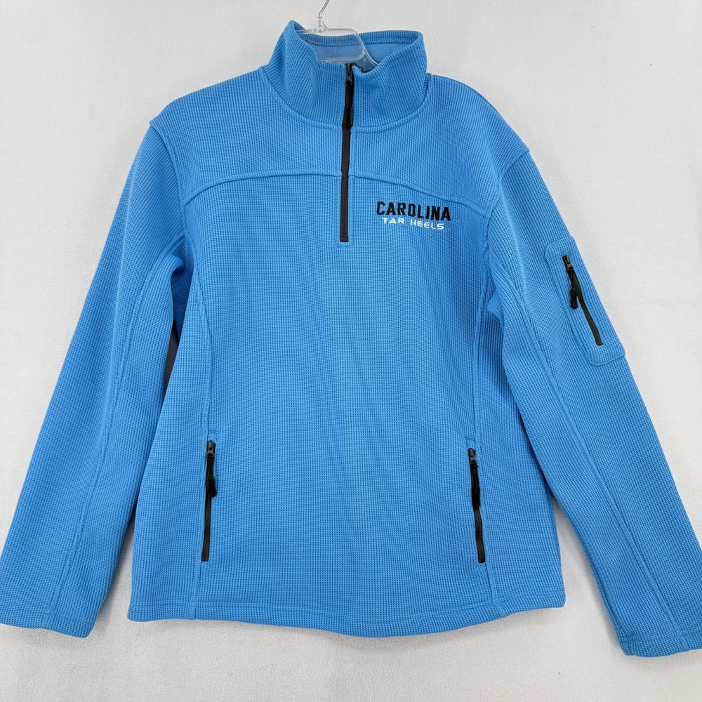 Campus Heritage 1/4 Zip Mens Medium Blue UNC Tar Heels Waffle Fleece Pullover